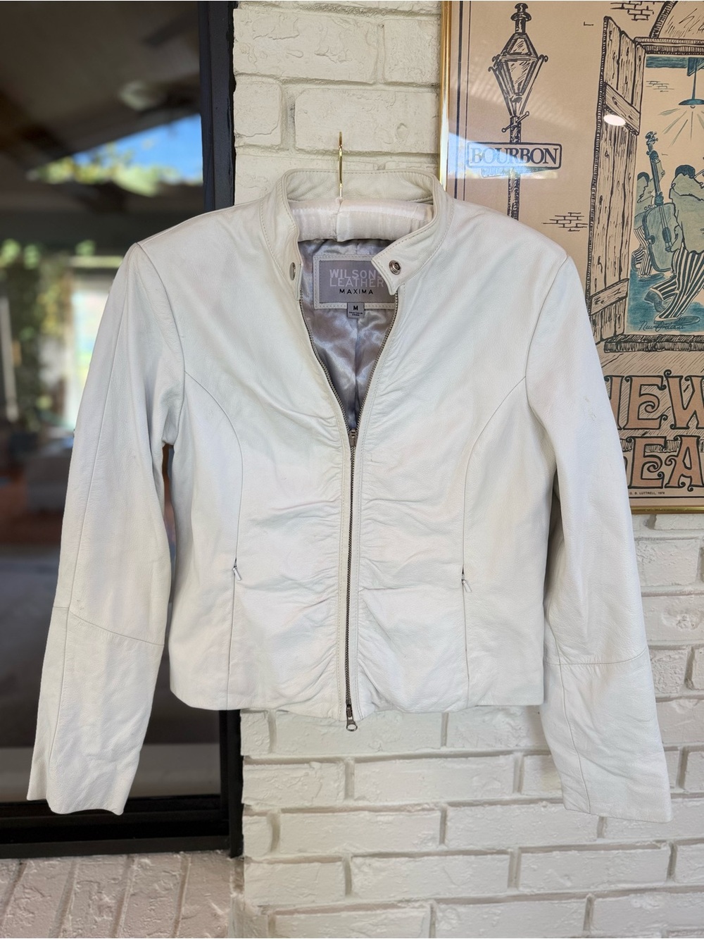 Wilsons Leather Women's White Leather Zip-Front Jacket